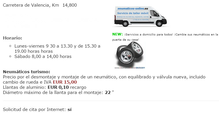 montaje neumaticos a domicilio