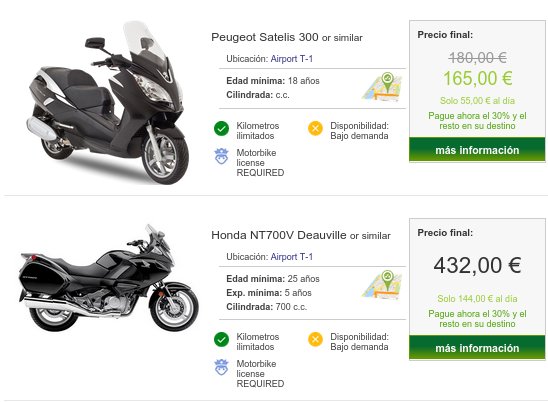 Alquiler de motos baratas Madrid