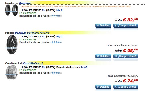 Neumáticos de moto baratos