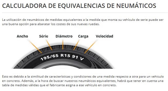 ineumaticos equivalencias